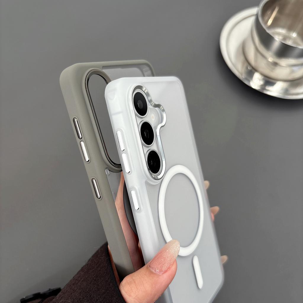 Applicable to Samsung S26plus magnetic mobile phone case transparent S25Ultra metal mirror anti-drop protective case s24