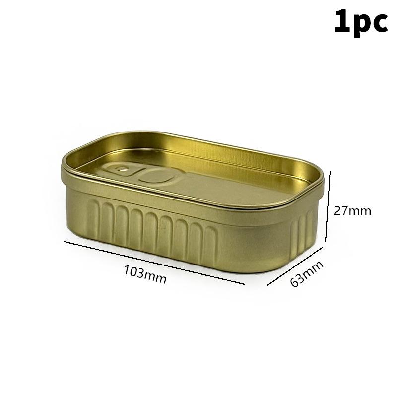 1/4Pcs Sardine Can Shaped Storage Tin Box Portable Metal Material Sealed Jar With Lid For Storing Small Items Household Goods