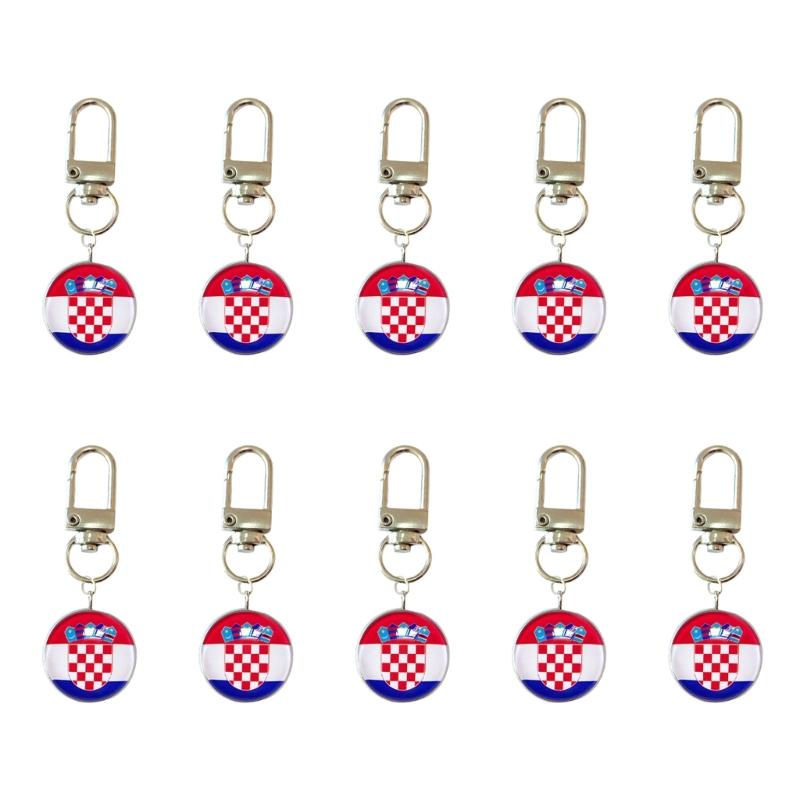 Set Of 10 Piece Stylish Soccer Keychains With National Flags Ideal For Gifts Travel Or Daily Use As A Fun Accessory