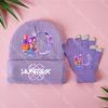 K-Pop Demon Hunters Girls Children Knitted Hat Gloves Cute Cartoon Letter Warm Cap Screen Gloved Kids Birthday Gifts 2PCS A Set