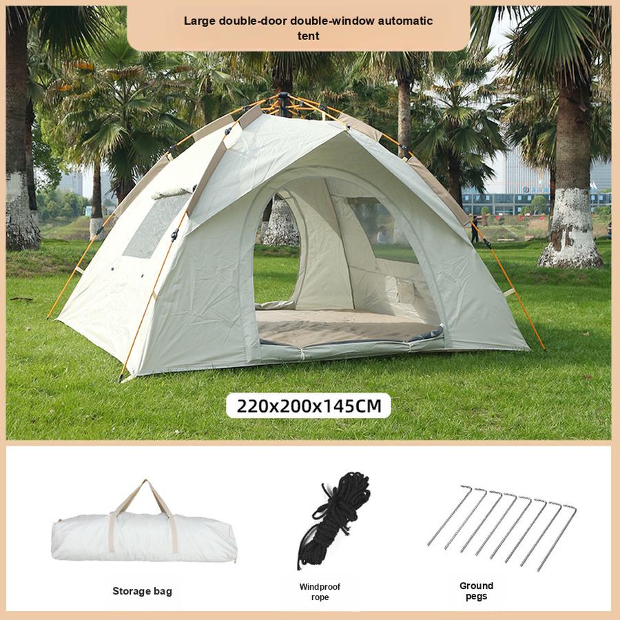 Палатка Уличный Кемпинг Пляж Портативная Складная Автоматическая Быстрая Установка Кемпинг в Парке Полный Комплект Толстая Водонепроницаемая 220*200*145cm бежевый