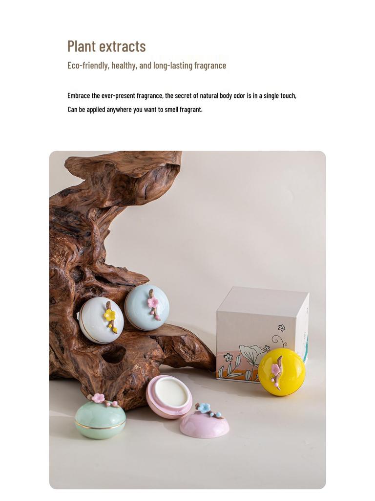 Ancient Style Solid Perfume Gift Box: Handmade Ceramic Bottle with Long-lasting Fragrance.