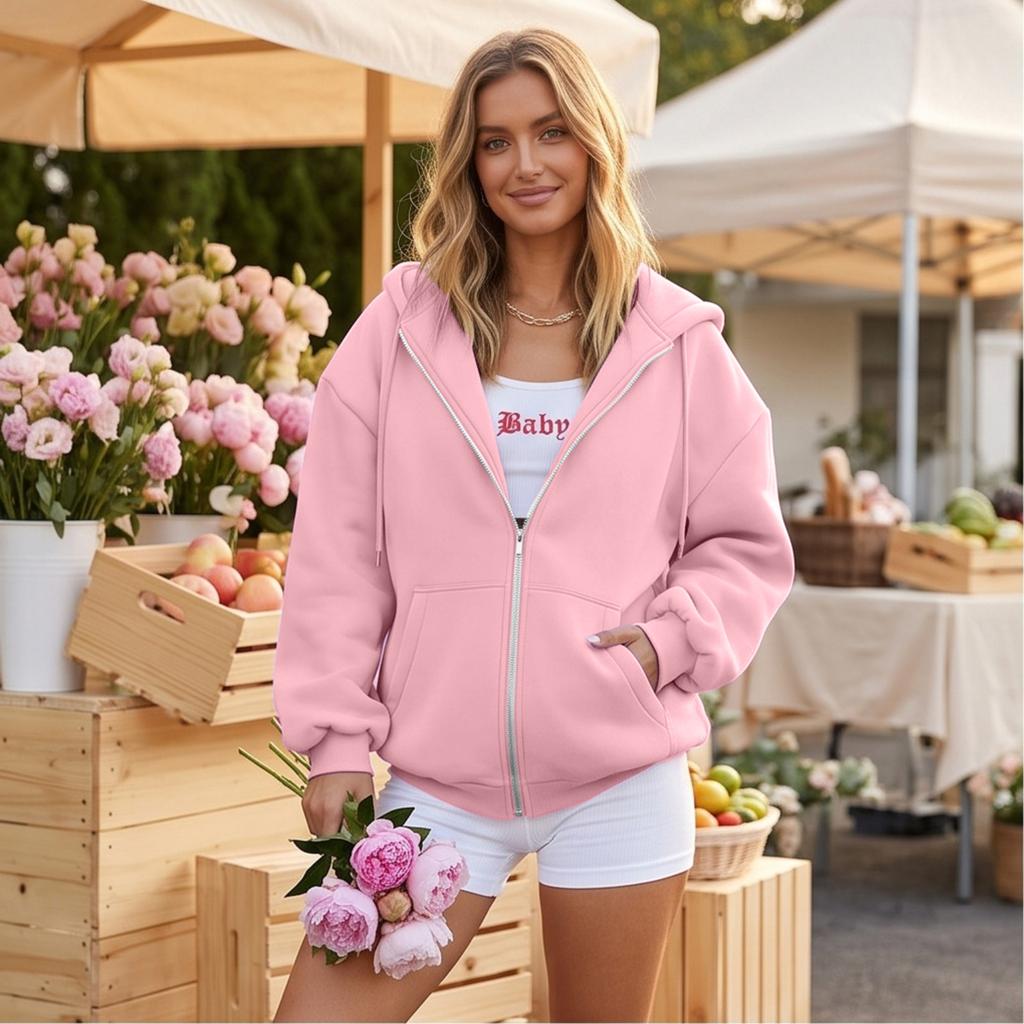 Women's Hoodie with Zipper Long Sleeve Pullover Sweatshirt for Fall and Winter