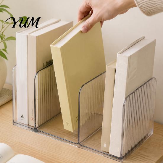 Library Book Ends Clear Acrylic Bookends, Stable Non Slip Desktop Organizer, Document Heavy Duty Holder File Holder, for Office Home Ad School