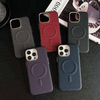Applicable To IPhone16ProMax Kevlar Carbon Chisel Dimension Mobile Case Magnetic Suction Apple 15 with Metal Lens Ring