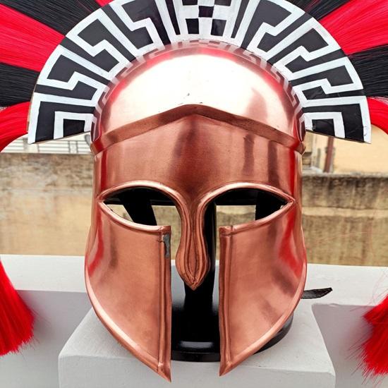 Средневековый носимый греческий коринфский шлем с подставкой рыцарский шлем воинский шлем — фото 5