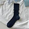 Ballet Style Solid Color Bow Mid Tube Socks Summer Cotton Lightweight Breathable Fashionable Soft Comfortable Casual Women Socks