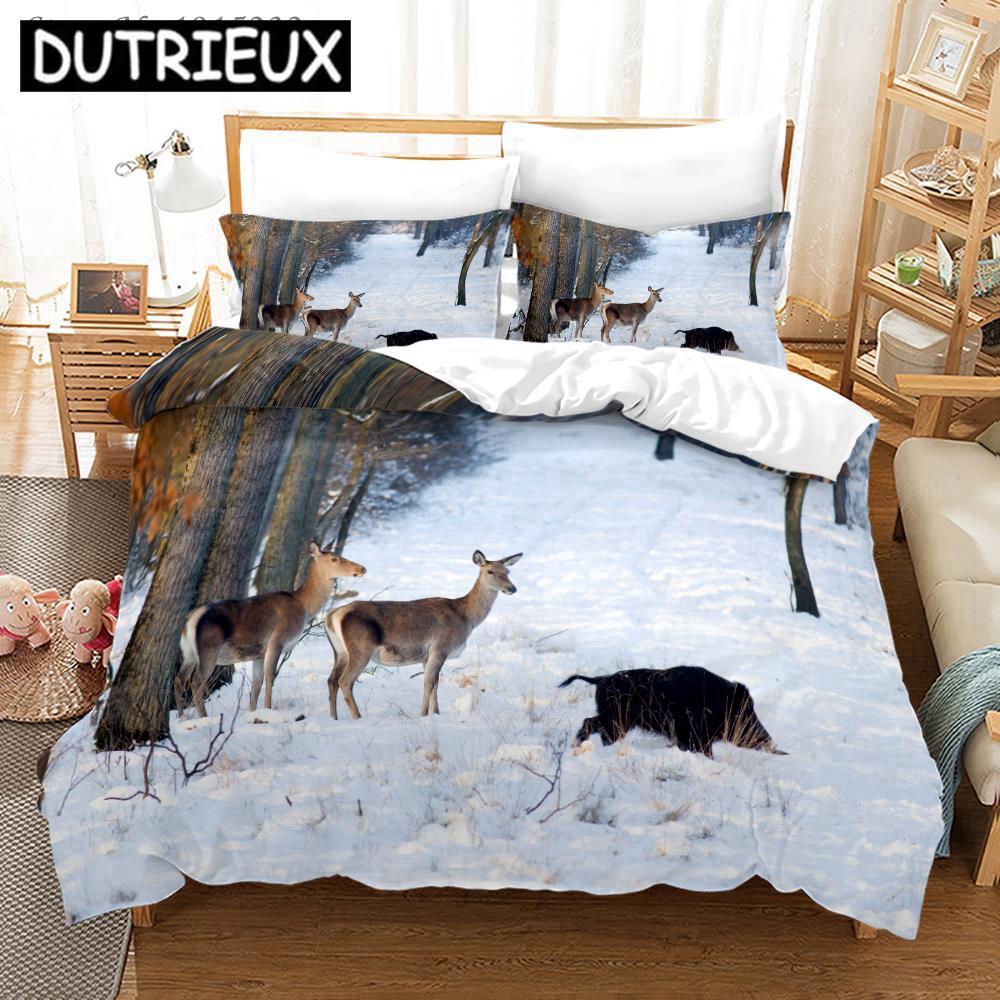 David'S Zestaw pościeli z nadrukiem 3D Jeleń Żyrafa Poszewki na kołdrę Poszewki na poduszki Kołdra Zestaw pościeli Pościel Pościel 02