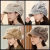 New Style Rabbit Fur Octagonal Hat Women's Fashionable Plush Hat Cat Ear Thermal Cap Wide-Circumference Head Wrap