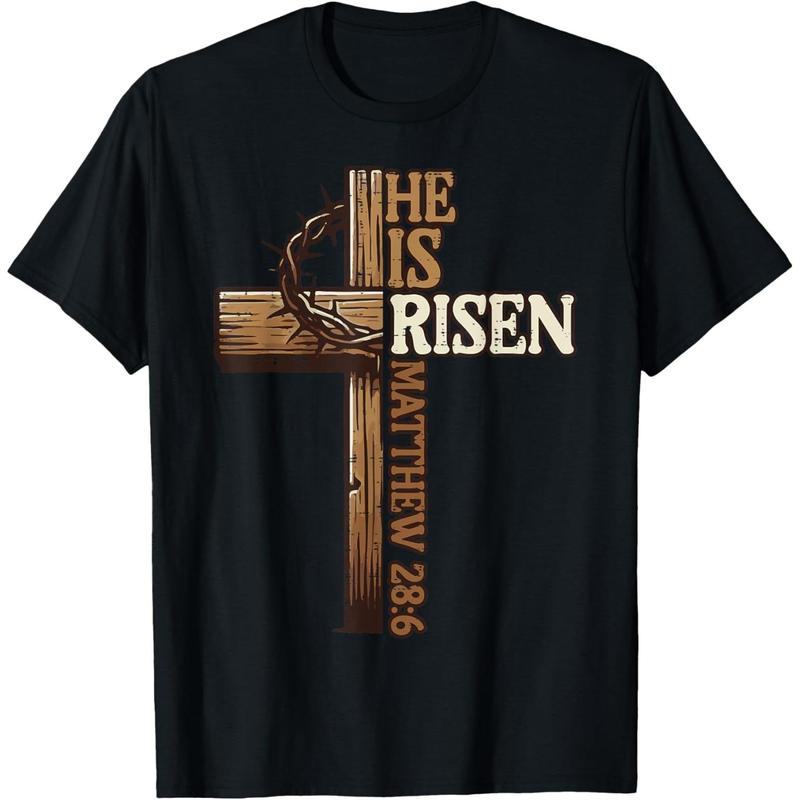 Easter Cross He Is Risen Jesus Christian Unisex T-shirt L