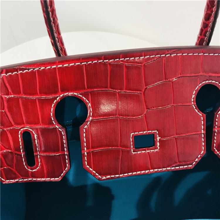 2021 Neue Platin-Tasche bordeauxrotes Krokodilmuster mit bemaltem Giraffenmuster Rindsleder erste Schicht tragbar Schultertasche Umhängetasche