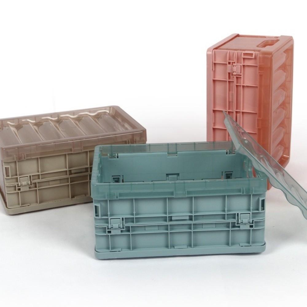Plastic Organizer Box Stackable Foldable Toy Storage Box with Handle Large Capacity Desktop Clutter Box Wardrobe Organizer