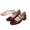 Französische Blockabsatz silberne Einzelschuhe Damen Frühling und Herbst mittlerer Absatz 2025 neu Fee Abendbrise mit Rock Mary Jane High Heels