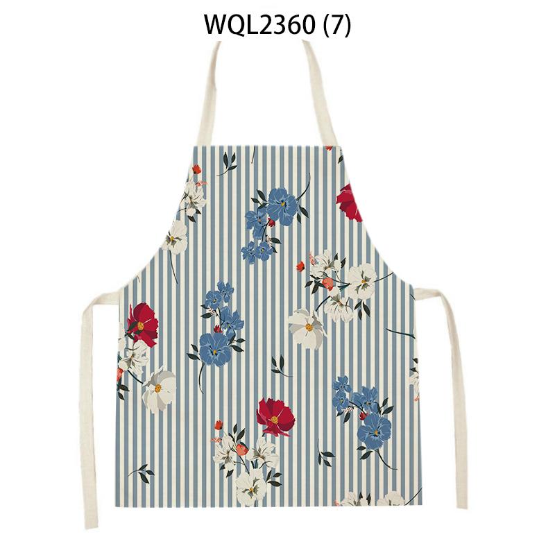 Flowers Pattern Kitchen Sleeveless Aprons Linen Bib Household Men Women Antifouling Clean Cooking Baking Waist Bib