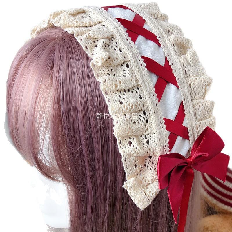 Lolita French Japanese soft girl headgear headband KC hair accessories Lolita headband sweet lace bow girl