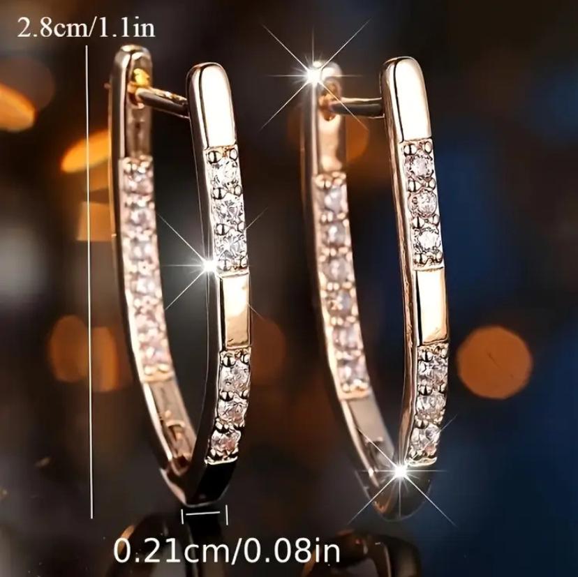 V-Shaped Micro-inlaid Zircon Women's Ear Clip Earrings