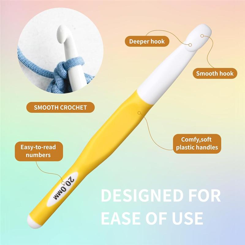 M-Modern-Large Crochet Hooks 8Pcs Plastic Knitting Tools For Blankets, Shawl For Knitting Blankets, Shawl And Carpet