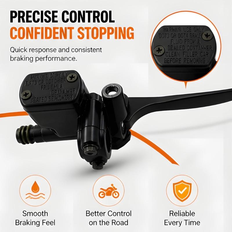 Front Brake Cylinder Lever Assembly for ZX50 AF17 AF18 AF27 AF28 AF34 AF35, Right Motorcycle Handlebar Control with Black Reservoir Housing