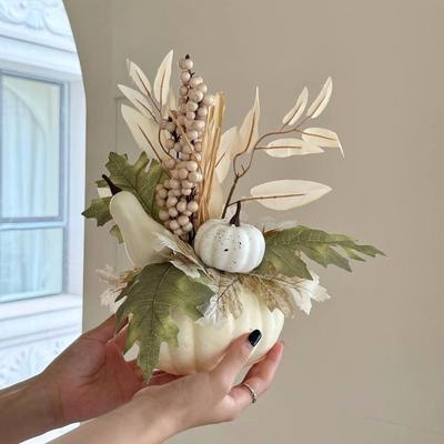 Simulation Pumpkin Halloween Table Decoration Maple Leaf Autumn Harvest Pumpkin Pot Table Decoration Gift