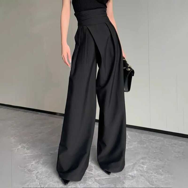 

High Waist Spring & Fall K-style Slim Looking Casual Mop Wide Leg Pants