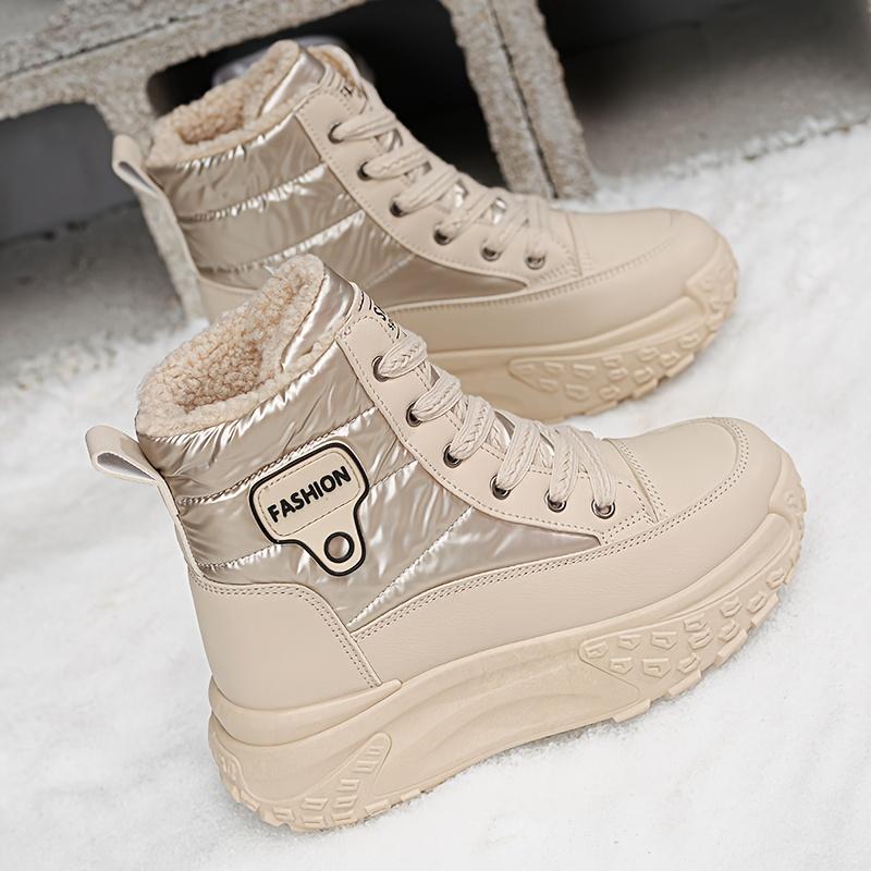 Women's High-Top & Ankle-Length Winter Snow Boots Warm Faux Cover Upper Plush Lining & Non-Slip PVC Sole Versatile for Outdoor Lace-Up Boots