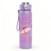 1PC Coastal Beach Club Surfer Print 750ml Color Plastic Sports Water Bottle Leakproof Flip Straw Lid Suitable for Sports Office Home Use