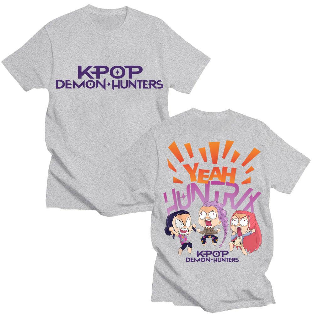 T-shirt K-pop Chasseurs de démons Rumi Mira Zpey Homme Femme Drôle Dessin animé Populaire Mode T-shirts Amples Coton Y2K T-shirts Streetwear