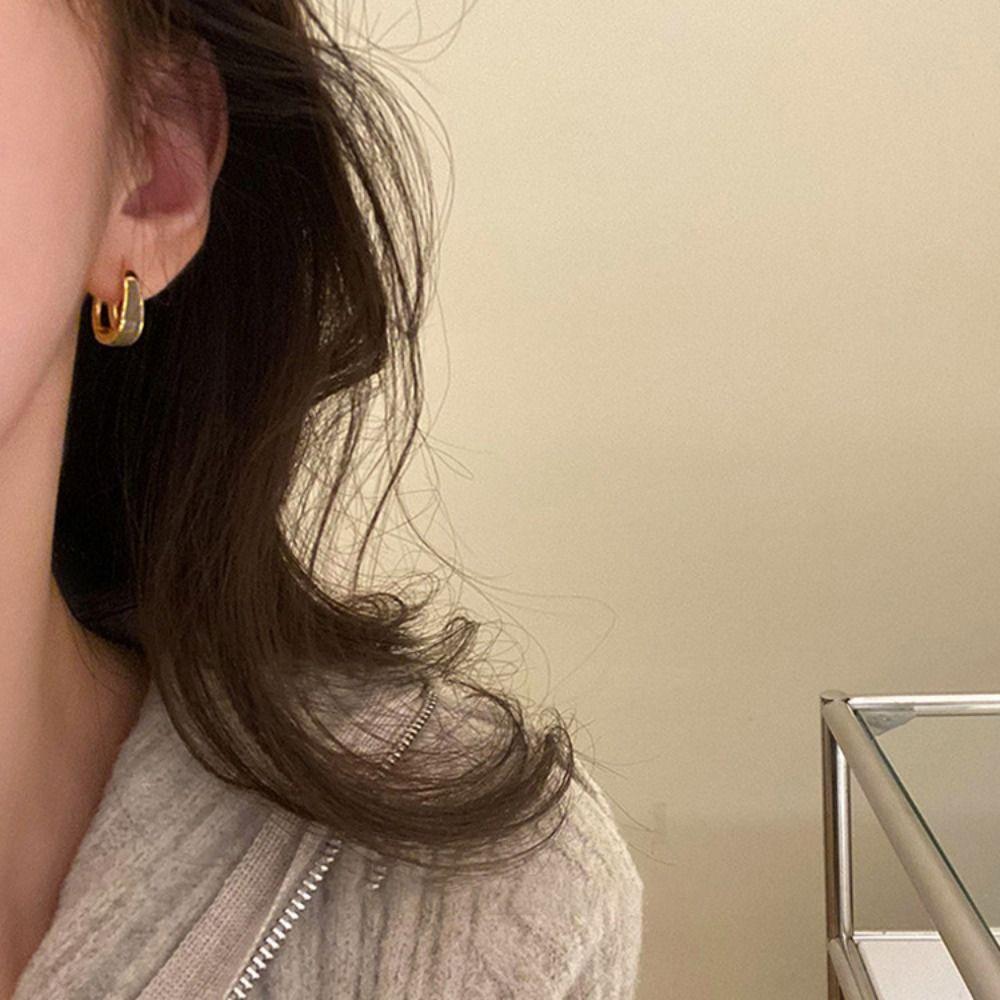 Dripping Oil Party Korean Style Earrings Women Hoop Earrings Enamel Ear Buckle Huggie Earrings