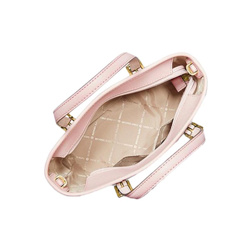 Michael Kors MK Jet Set Monogram Color Block Commuter Leather Tote Bag Women Tote Vanilla-White 35T9GTVT0B-640
