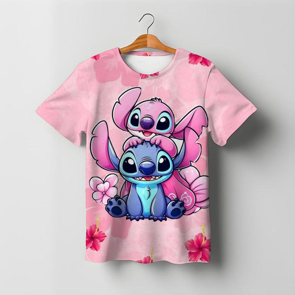Camiseta Kawaii de Stitch para Niña Ropa de Niña Ropa para Niños Pequeños Camisetas para Niños 2026 Verano Manga Corta Camisetas de Dibujos Animados para Niños Niños