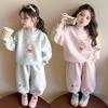 2026 Spring Baby Girl Cartoon Hoodie & Pants Set - Elegant & Printed for Girls