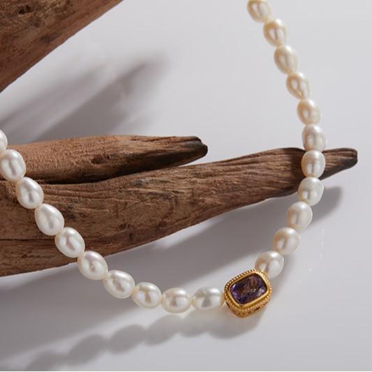 Fashion Versatile Temperament Niche Light Luxury Design S925 Sterling Silver Necklace Natural Freshwater Pearl Gem Necklace Women
