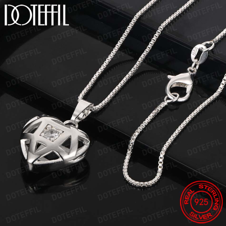 Xiaomi 925 Sterling Silver AAA Zircon Heart Pendant Necklace For Woman Man Wedding Engagement Charm Jewelry