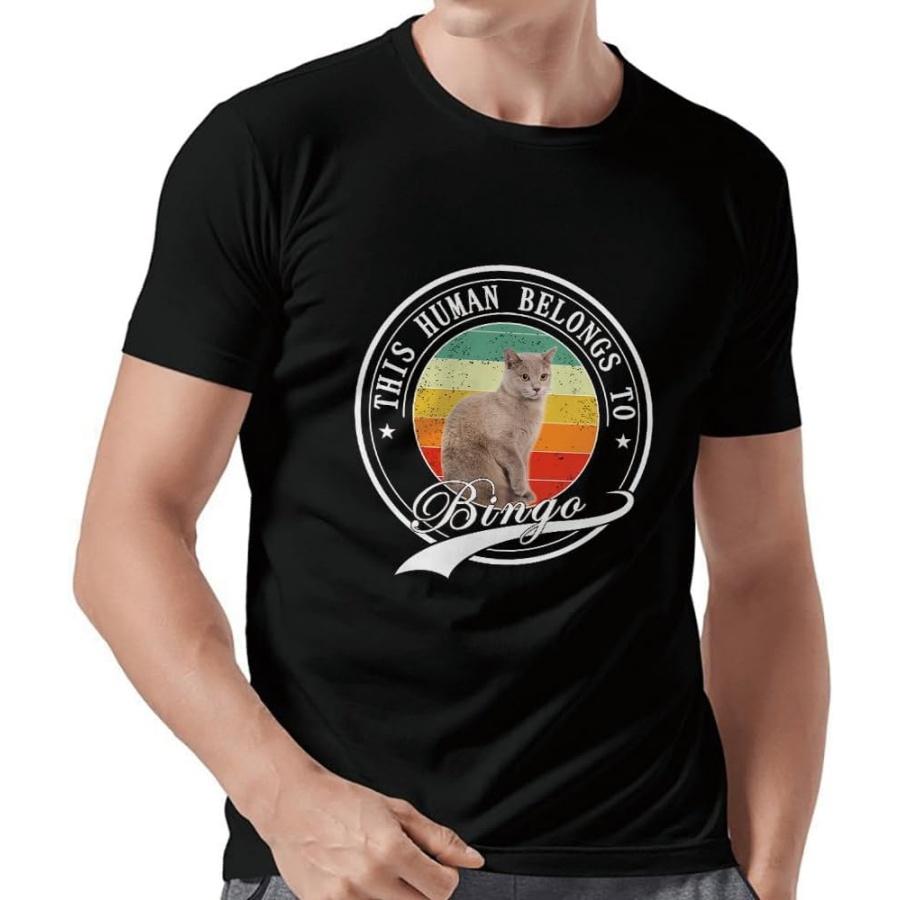 

British Shorthair Cat Rainbow T-Shirt Personalized Short Sleeve Shirt for Men This Human Belongs to Multi Colors(1) XXXXXL різнокольоровий