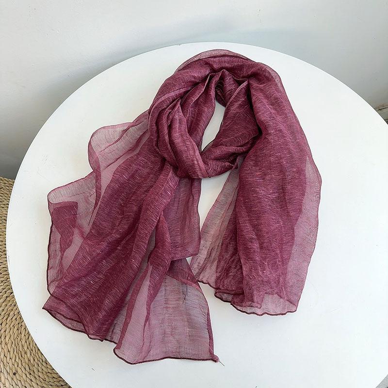 Double-Layer Silk Wool Scarf Spring And Autumn Thin Solid Color Mulberry Silk Shawl Women'S Silk Scarf Special Offer