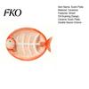 Three-dimensional Fish Plate Shaped Ceramic Dumpling Plate, Sushi Serving Tray with Red Gradient Platter Dip Sauce Grooves, Multifunctional Appetizer