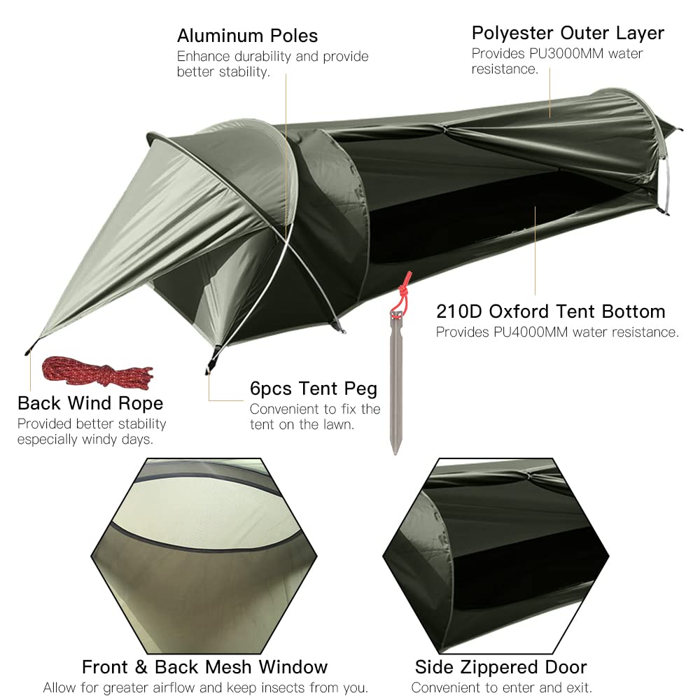 RUSUO Mesh Ultralight 1 Person Tent Waterproof Camping Tent for Outdoor Backpacking Hiking Fishing Tent,
