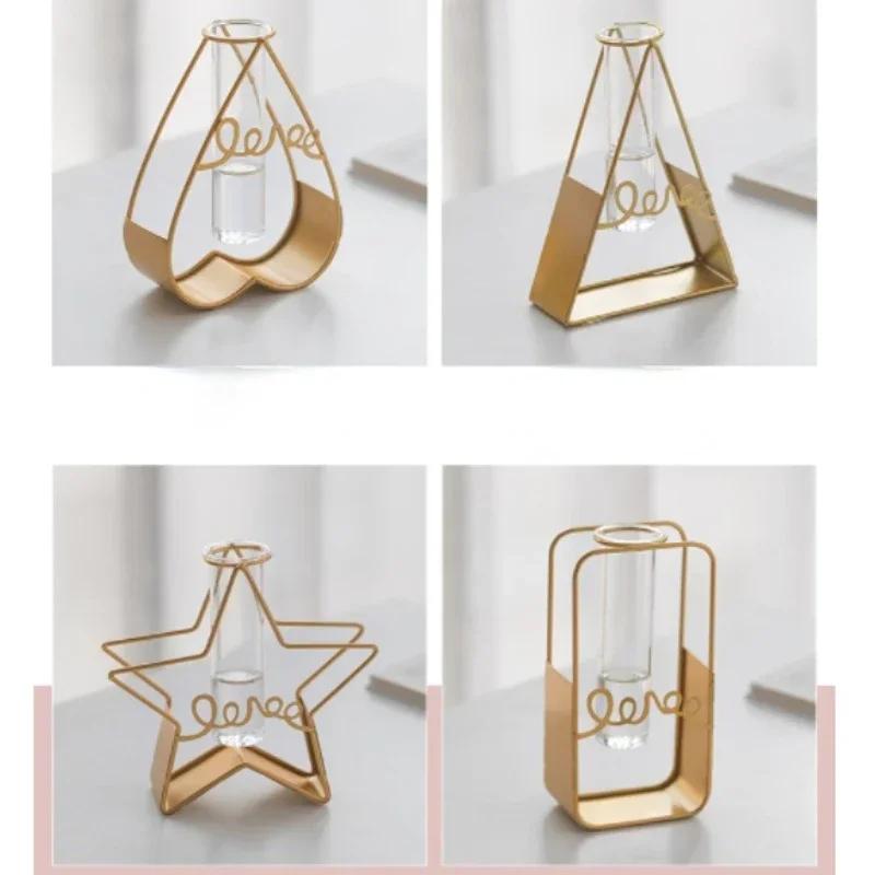 2025 Heiß Nordic Goldene Eisenlinie Vase Hydrokultur Pflanze Blumenvase Geometrische Kunst Deko Metall Pflanzenhalter Garten Modernes Zuhause Deko