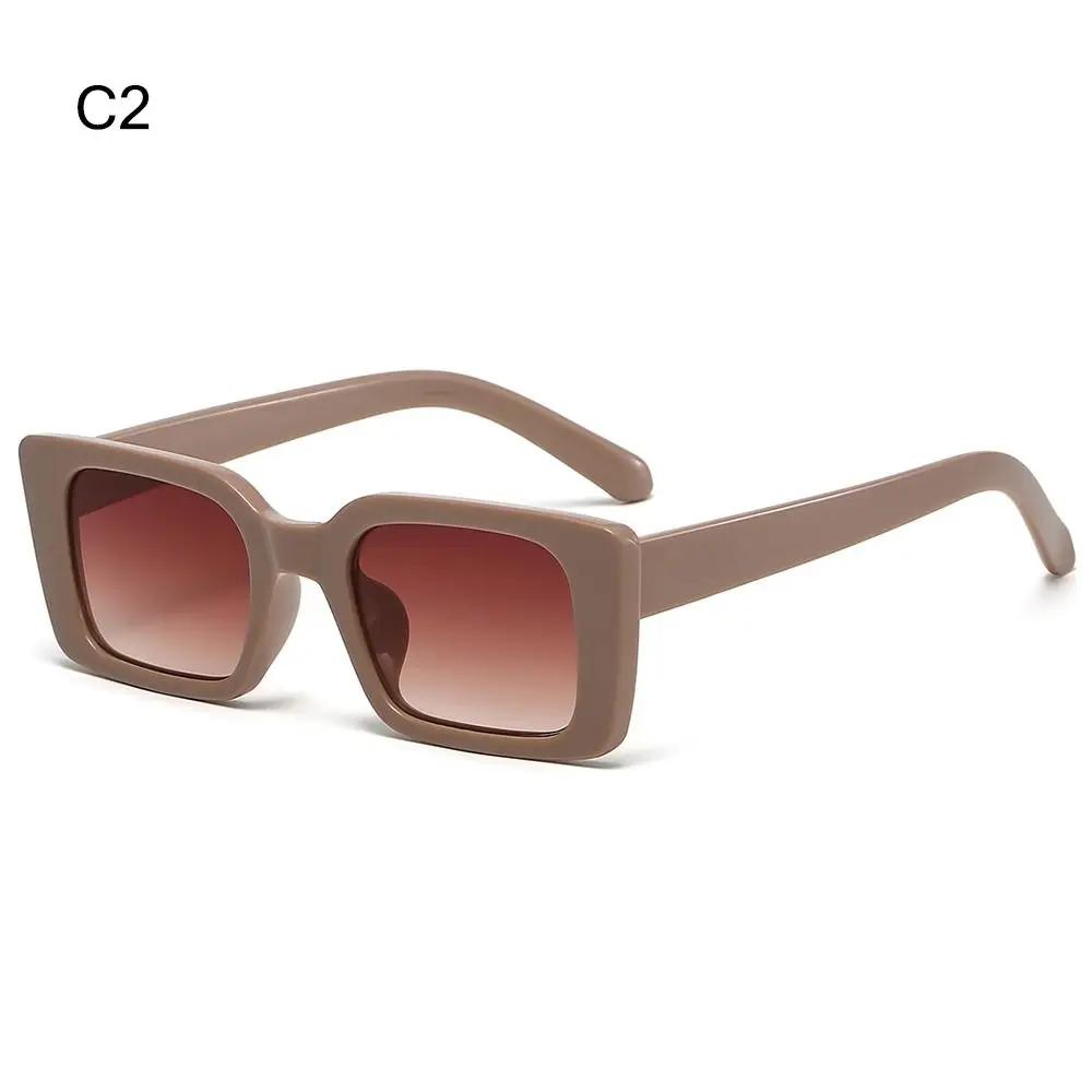 Vintage Beach/Travel Gradient Women'S Fashion Rectangle Leopard Sun Glasses Shades Square Sunglasses Uv400