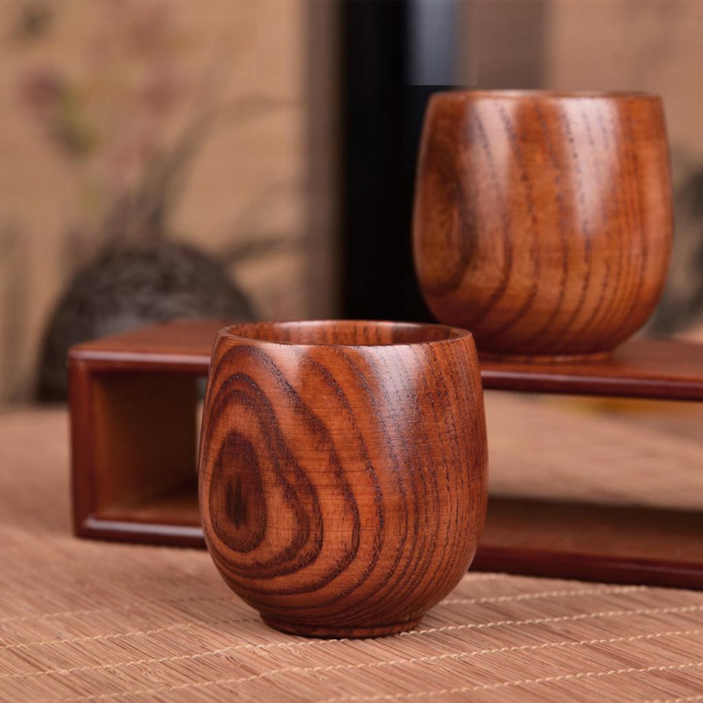 2 stück Holz Tee Tassen Japanischen Großen Bauch Becher Multifunktionale Trinkbecher für Kaffee Milch Wein Wa