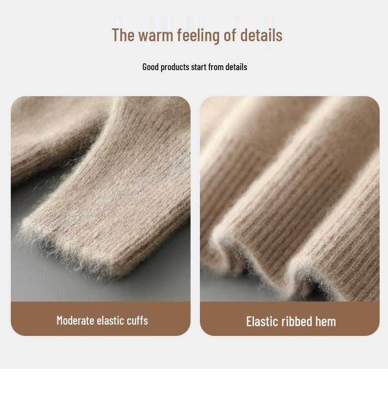 Men's 100% Pure Wool Half-High Collar Thick Cashmere Sweater - Autumn/Winter Loose Knit Pullover.