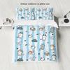 3-piece Down Duvet Cover with Blue Striped Cartoon Cat Pattern Print (1 Down Duvet Cover+2 Pillowcases, No Core) Bedding Set