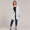 Autumn and Winter Large Size Women's Pocket Knitted Cardigan Mid-Length Sweater