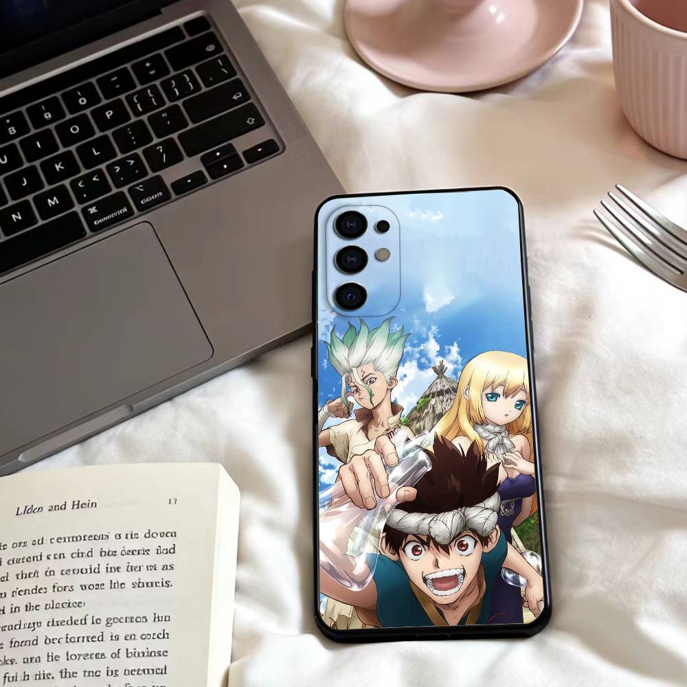 Anime Dr. S-STONE Phone Case For Samsung S25,24,23,22,30,21,10,9,Ultra,Plus,Lite,FE,4,5 G Soft Black Case