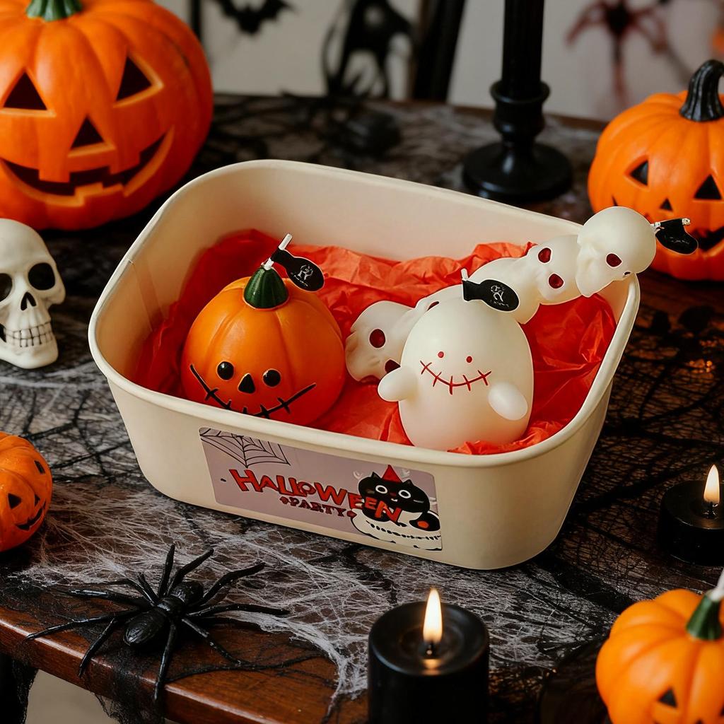 Halloween Scented Candles Pumpkin Ghost Skull Tombstone Finger Scented Candle Spooky Atmosphere Table Centerpiece For Party