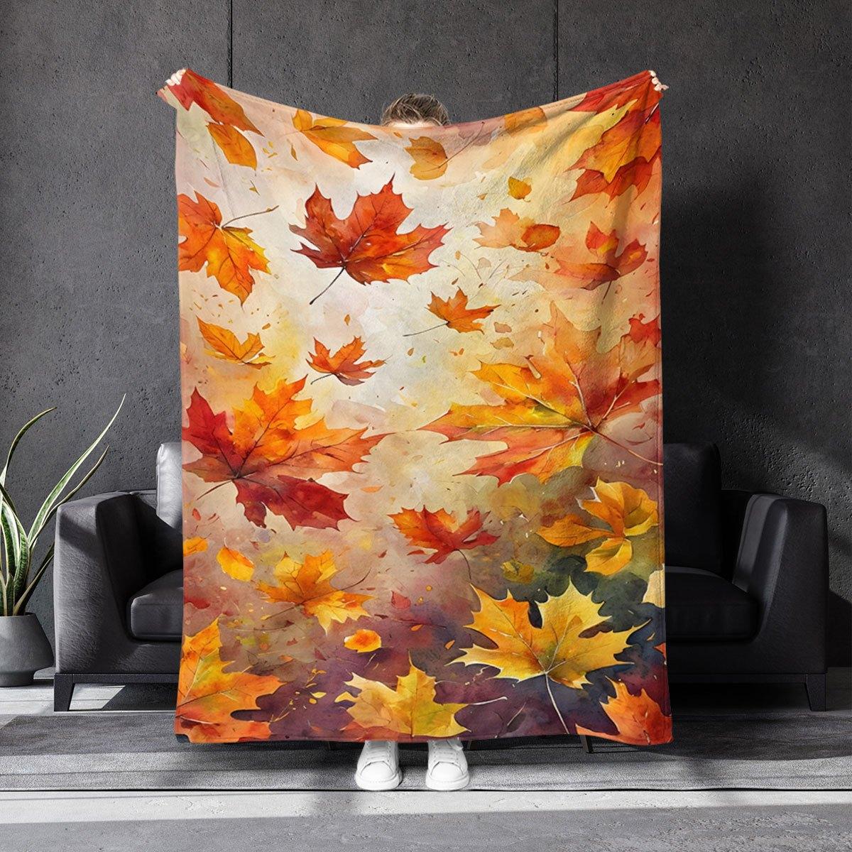 

Cozy Autumn Maple Leaf Throw Blanket - Vibrant Orange, Yellow & Red | Soft Plush for Couch, Bed, Travel & Camping | Perfect Gift 70x100cm