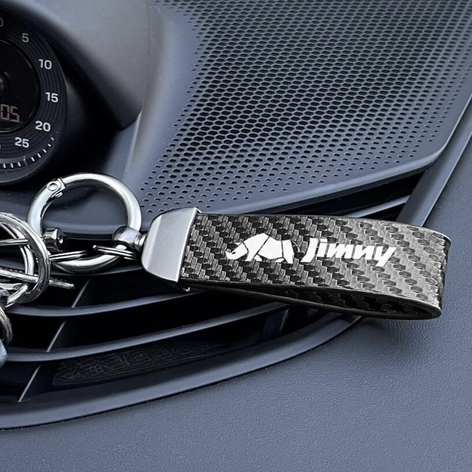 [Keychain One] Keychain for Jimny Jimny Sierra Jimny JB64 Carbon Keyed Key Chain Key Holder Case (Color: Black)