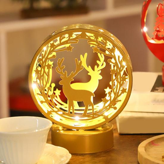 Christmas Night Light LED Elk Silhouette Decoration Lighted Santa Claus Table Centerpiece Snowman Nightlight for Kids Bedroom Festive Party Decor