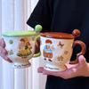 Ceramic Couple Breakfast Coffee Mug Set with Spoons and Lids - Practical Souvenir Gift