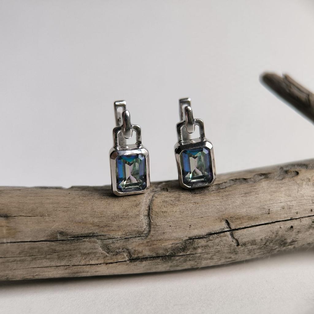 Boucles d'oreilles en argent avec topaze mystique 2,733 ct (2190189)